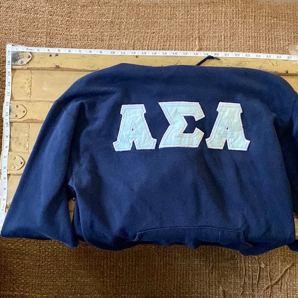 ASA ALPHA SIGMA ALPHA SORORITY GREEK LETTERS STRETCH NAVY HOODIE SWEATSHIRT - Picture 2 of 15